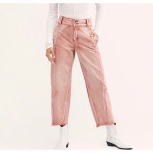 Free People Monroe High Waist Crop Barrel Jeans.